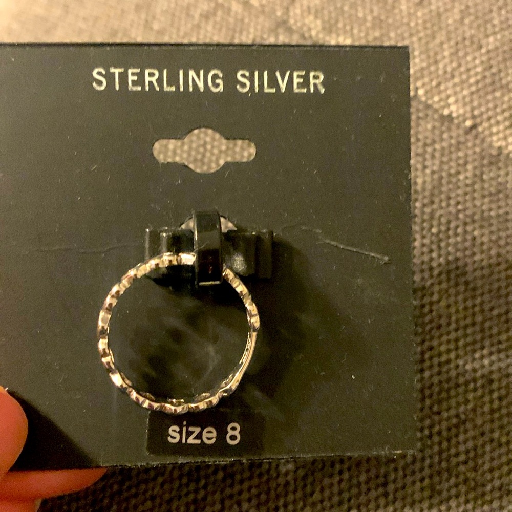 NWT sterling silver chain of hearts ring